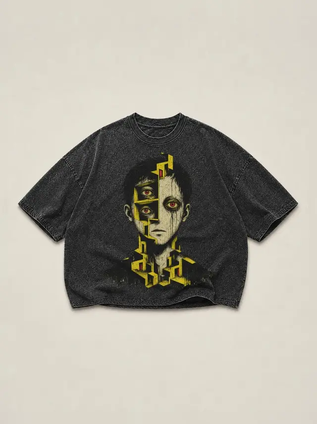 Three-Eyed Boy Split By Yellow Scaffolding