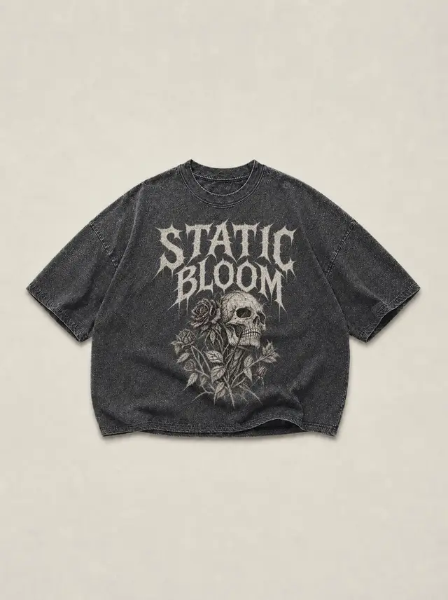 Static Bloom — Skull Wreathed in Roses