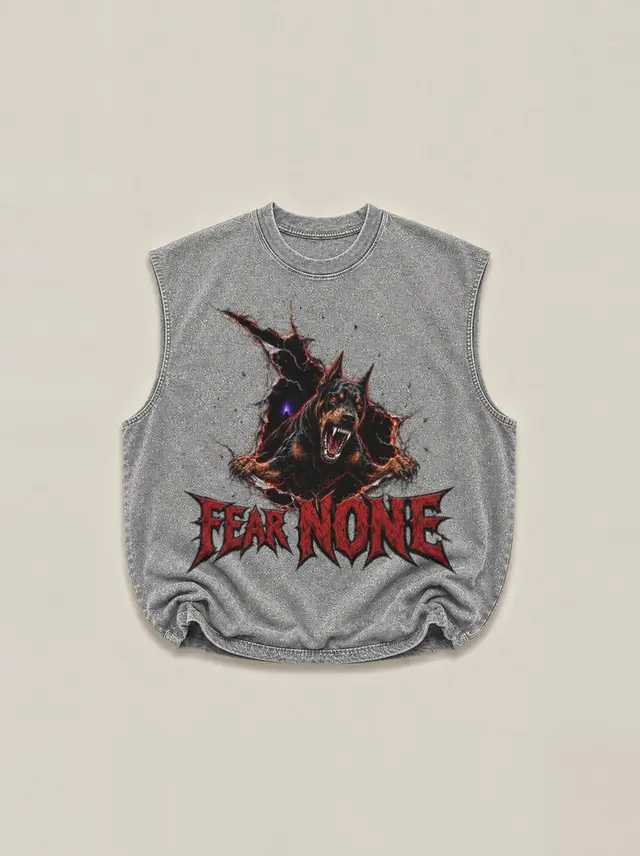 Snarling Doberman Bursts Through a Cracked Void — "Fear None"