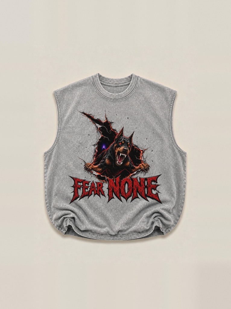 Snarling Doberman Bursts Through a Cracked Void — "Fear None"