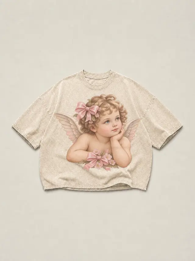Cherub Wreathed in Pink Bows