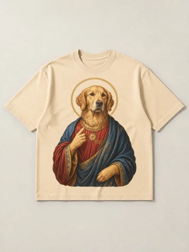 Haloed Retriever in Saint's Robes